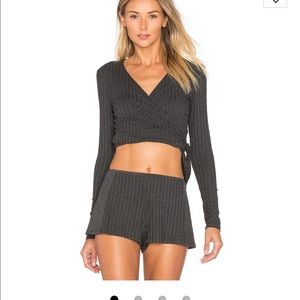 Only hearts wild Wale rib wrap top